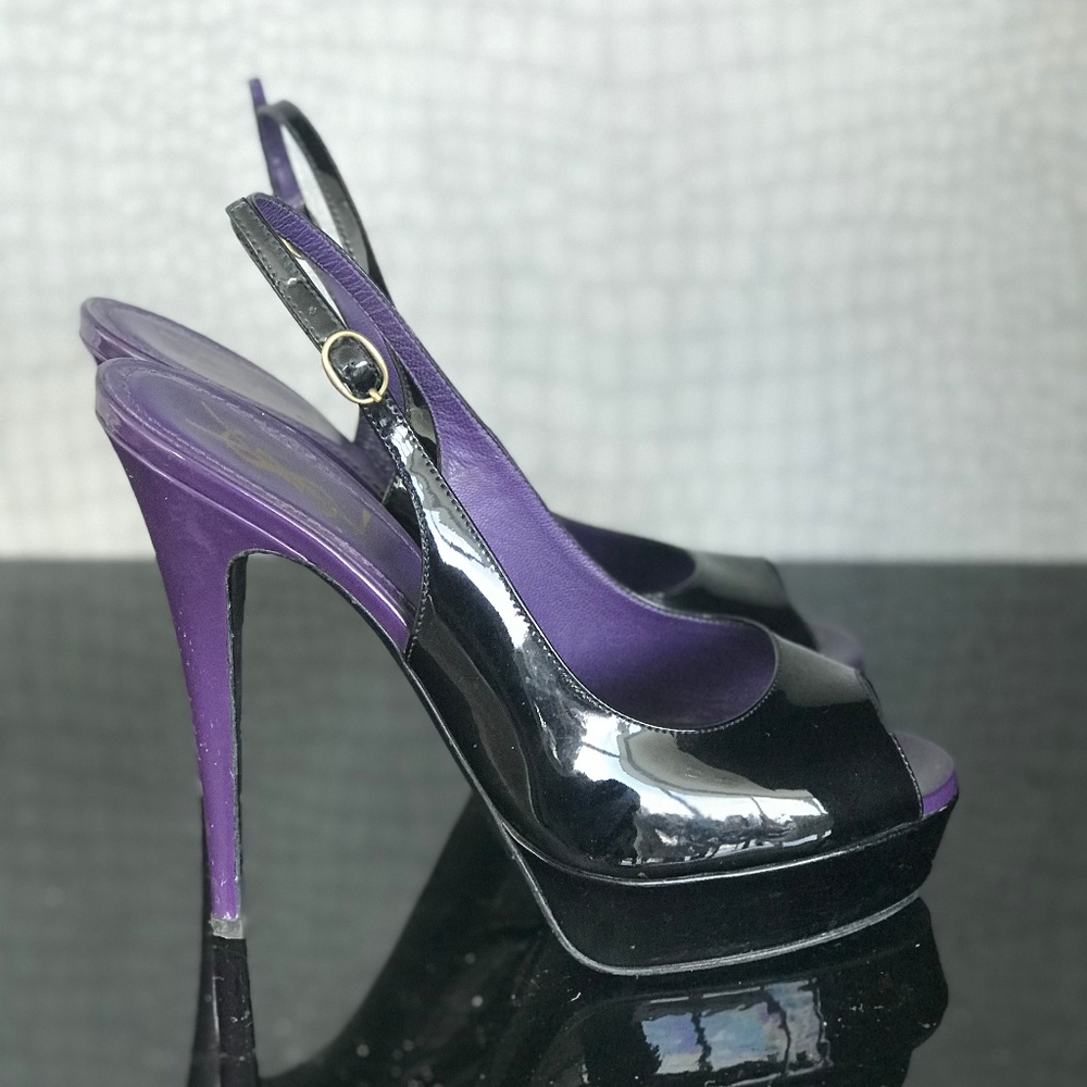 YSL Patent Leather Slingback Platform